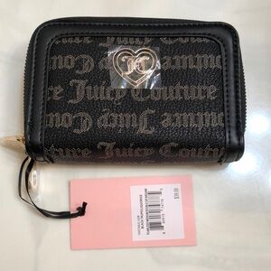 Juicy Couture Black Taupe Liquorice Flawless Medium Double Zip Around Wallet NWT